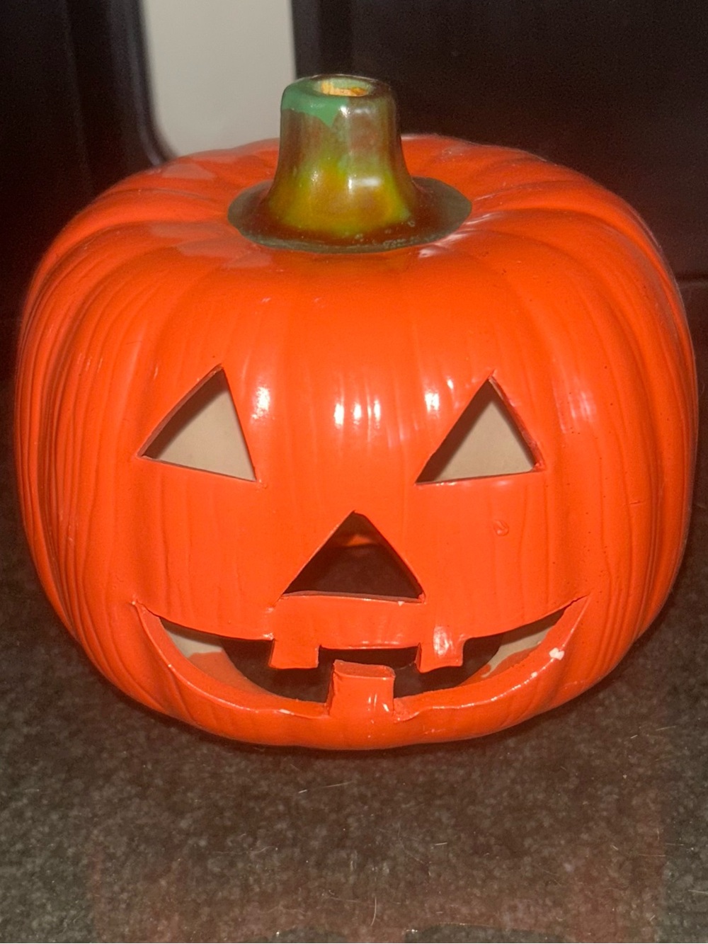 Orange Ceramic Jack-O'-Lantern Candle Holder - Unbranded